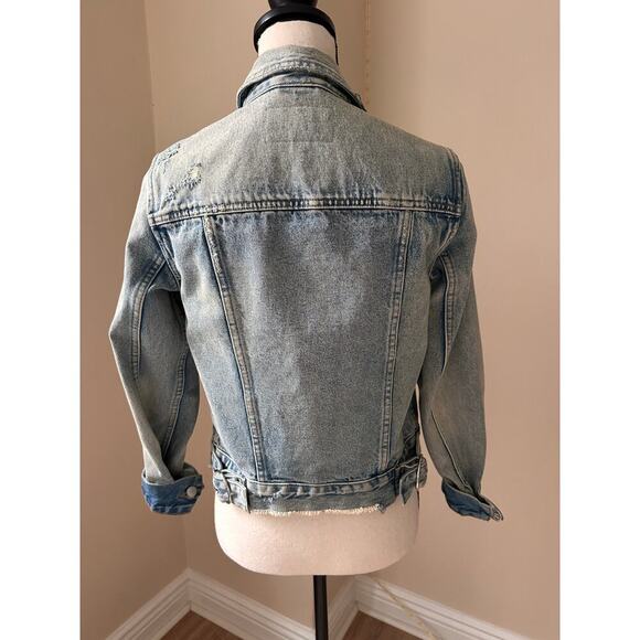 AllSaints Distressed Denim Jacket Vintage Wash Size Small - Picture 4 of 9